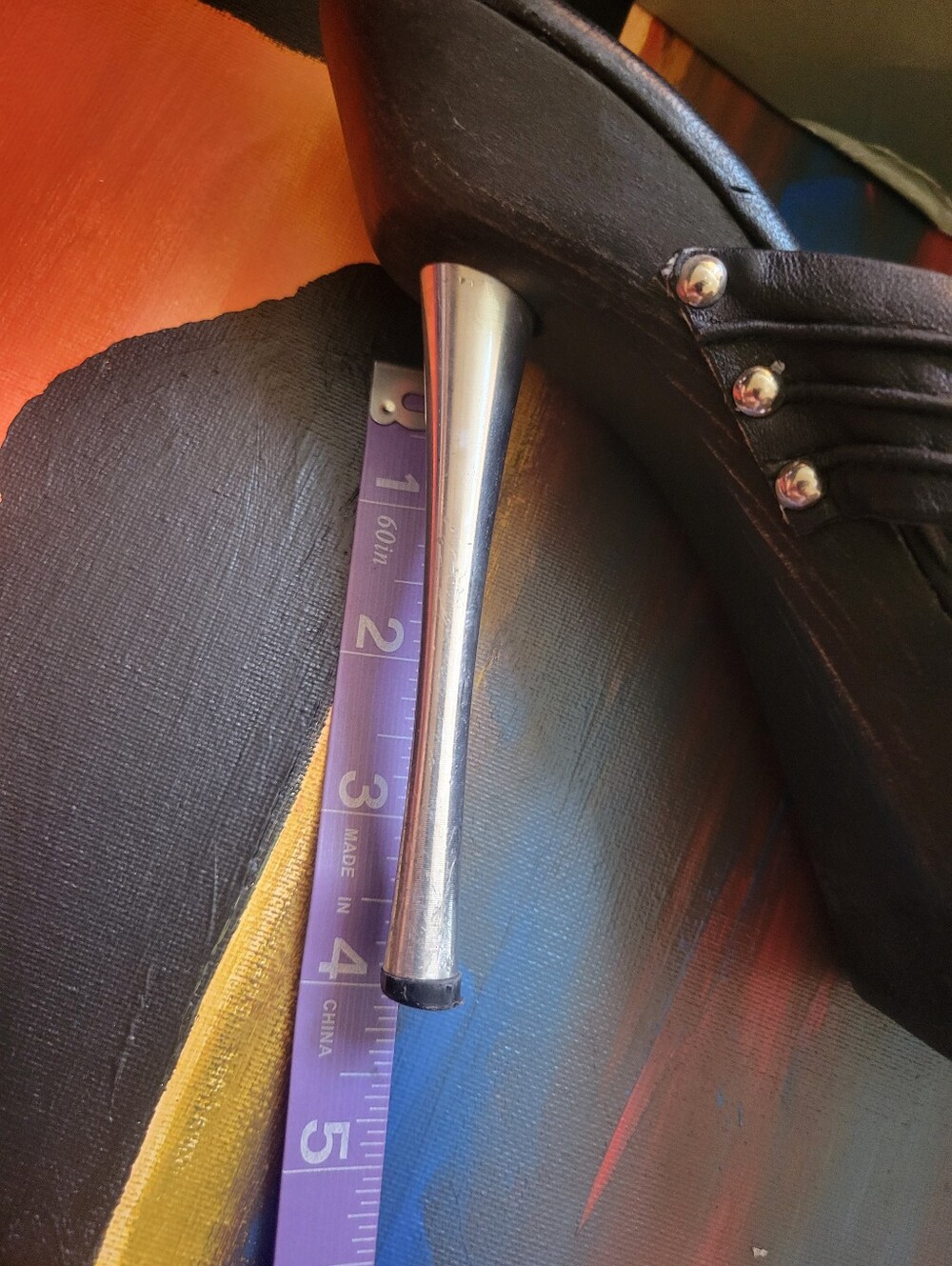 XTC On Melrose Black Leather Slip On Jill Metal Heels - Picture 8 of 9